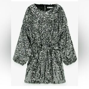 Zara Silver Sequin Mini Dress M
